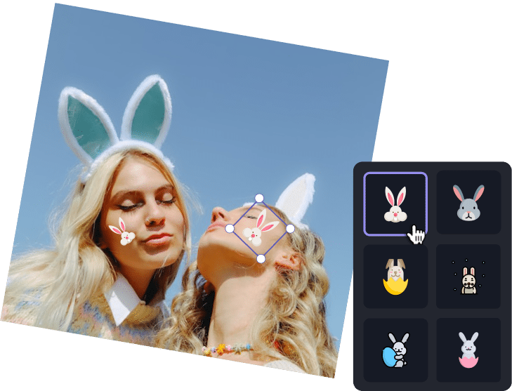 Add Fun Emoticons & Easter Bunny Stickers