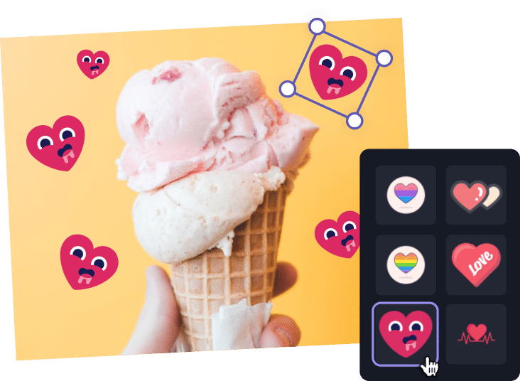 Add Fun Emoticons & Heart Stickers