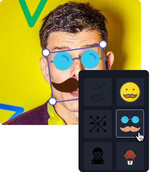 Add Fun Emoticons & Mustache Stickers