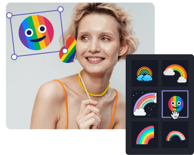 Add Fun Emoticons & Rainbow Stickers